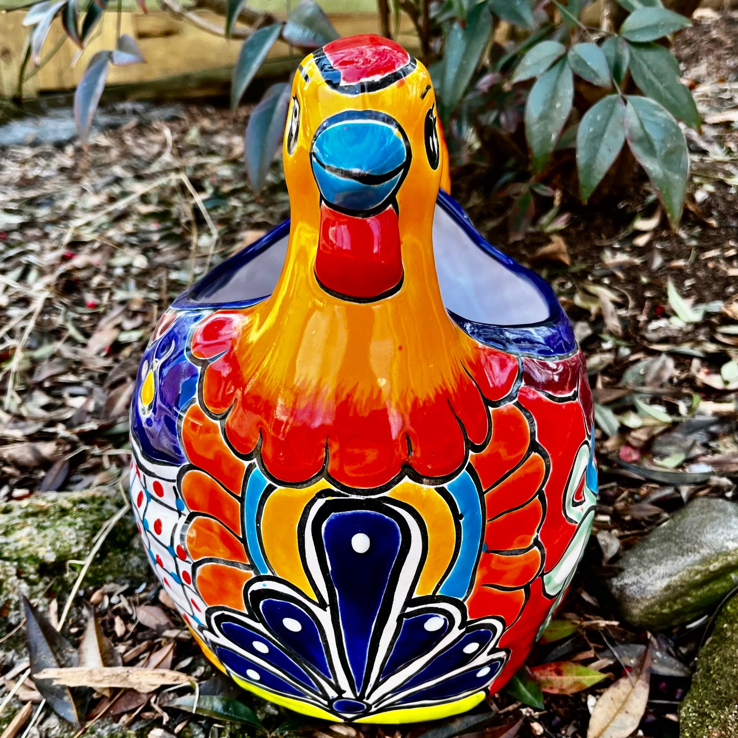 Chicken planter pot front 