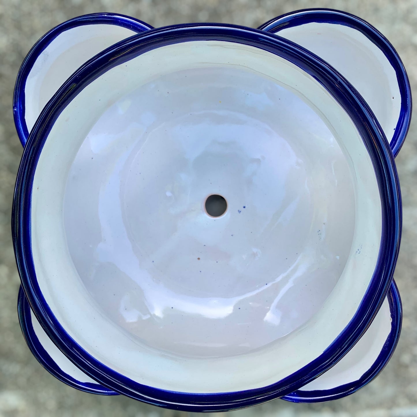 Mexican Talavera strawberry planting pot in Azul Cobalt blue Top