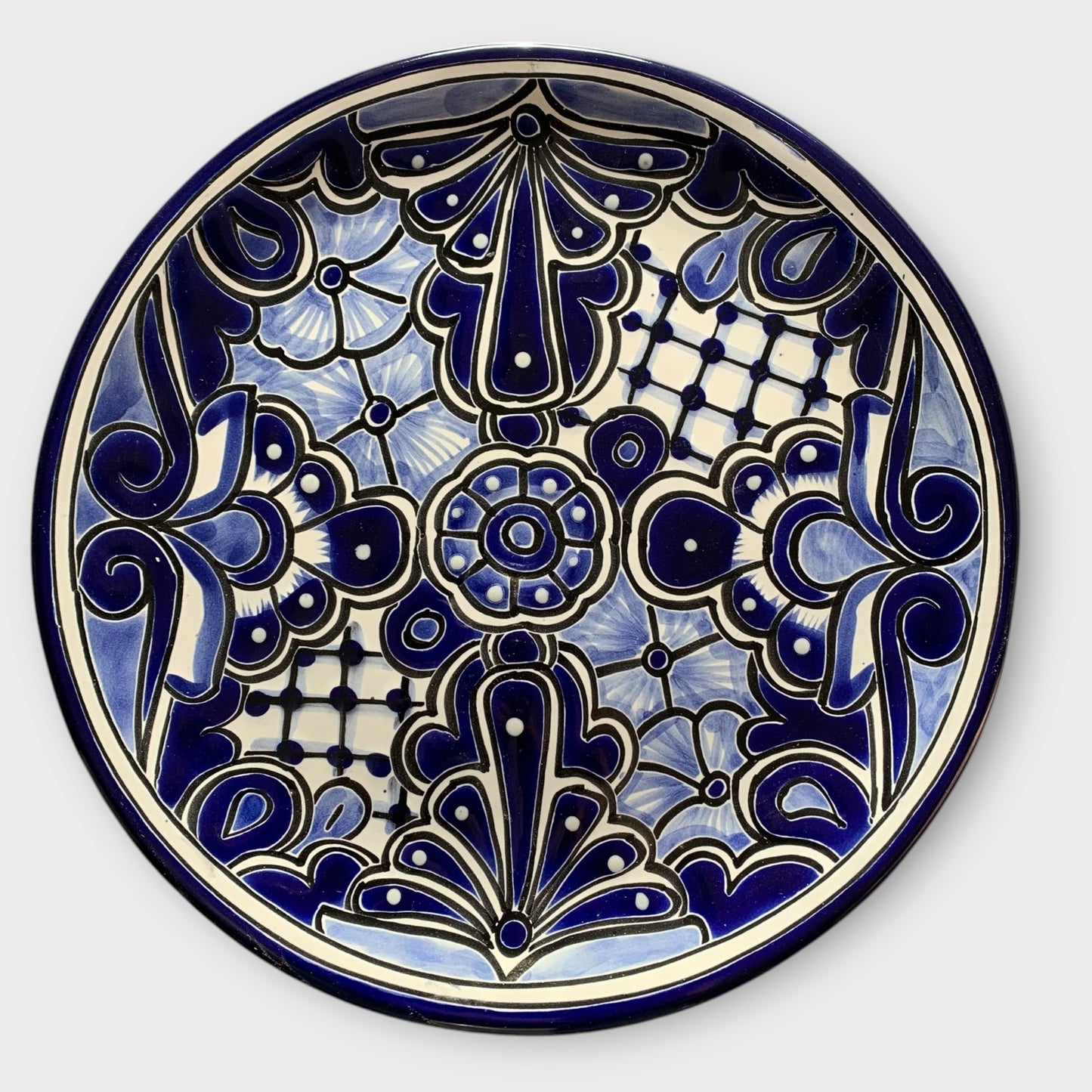 talavera blue white large plate platter