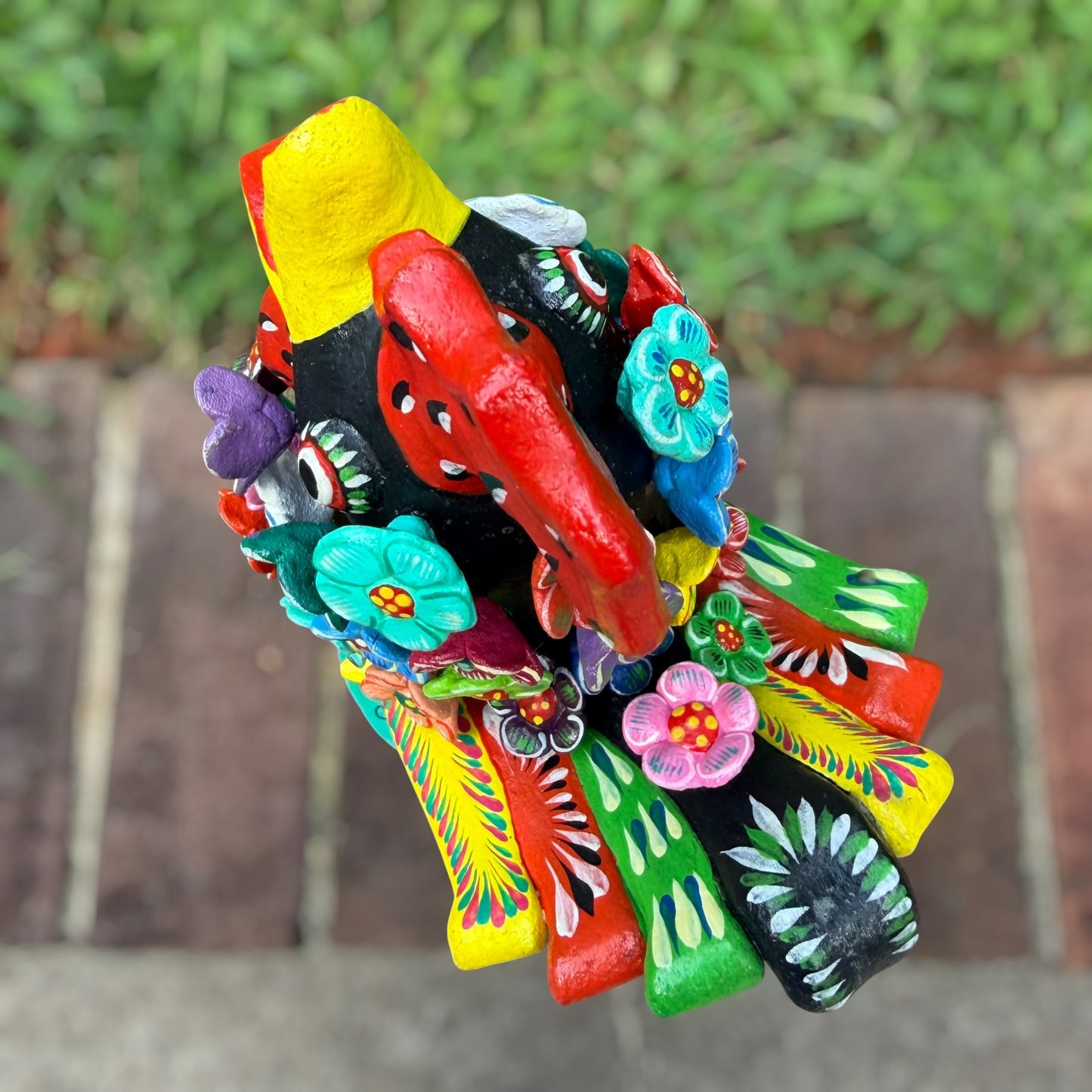 Ortega Floral Rooster Folk Art 11"