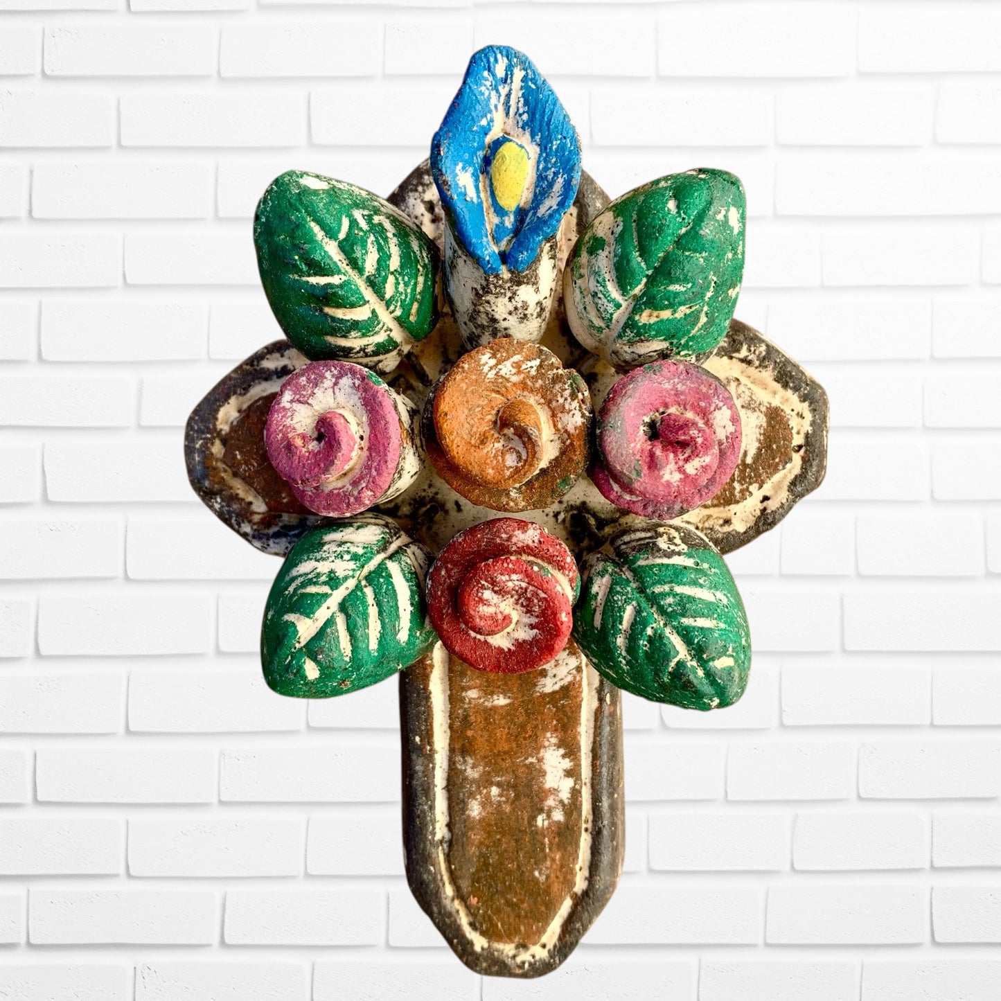 Clay Floral Mini Cross