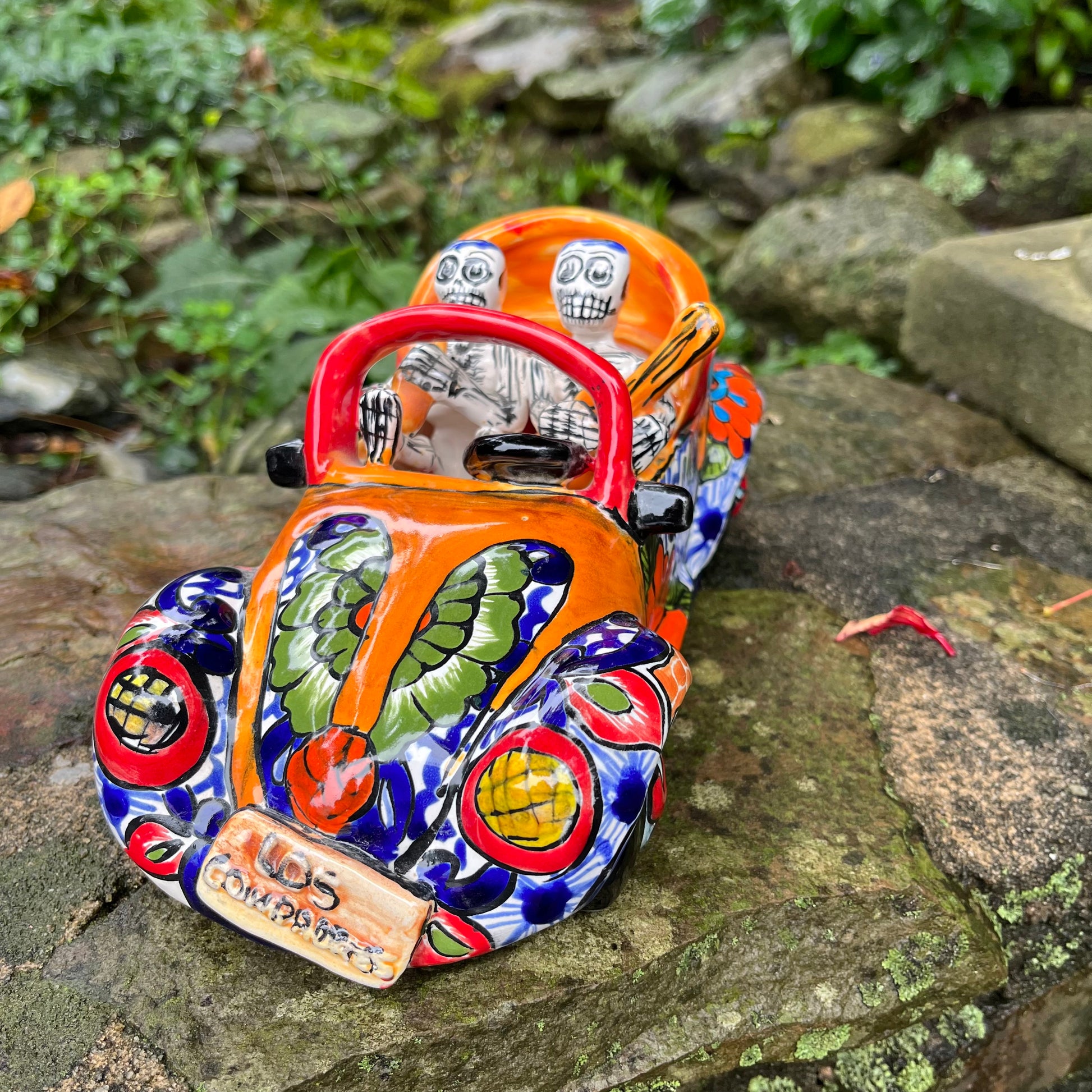 Mexican talavera catrinas convertible car