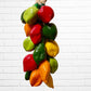 Habanero chili pepper ceramic string multi color Close up of peppers