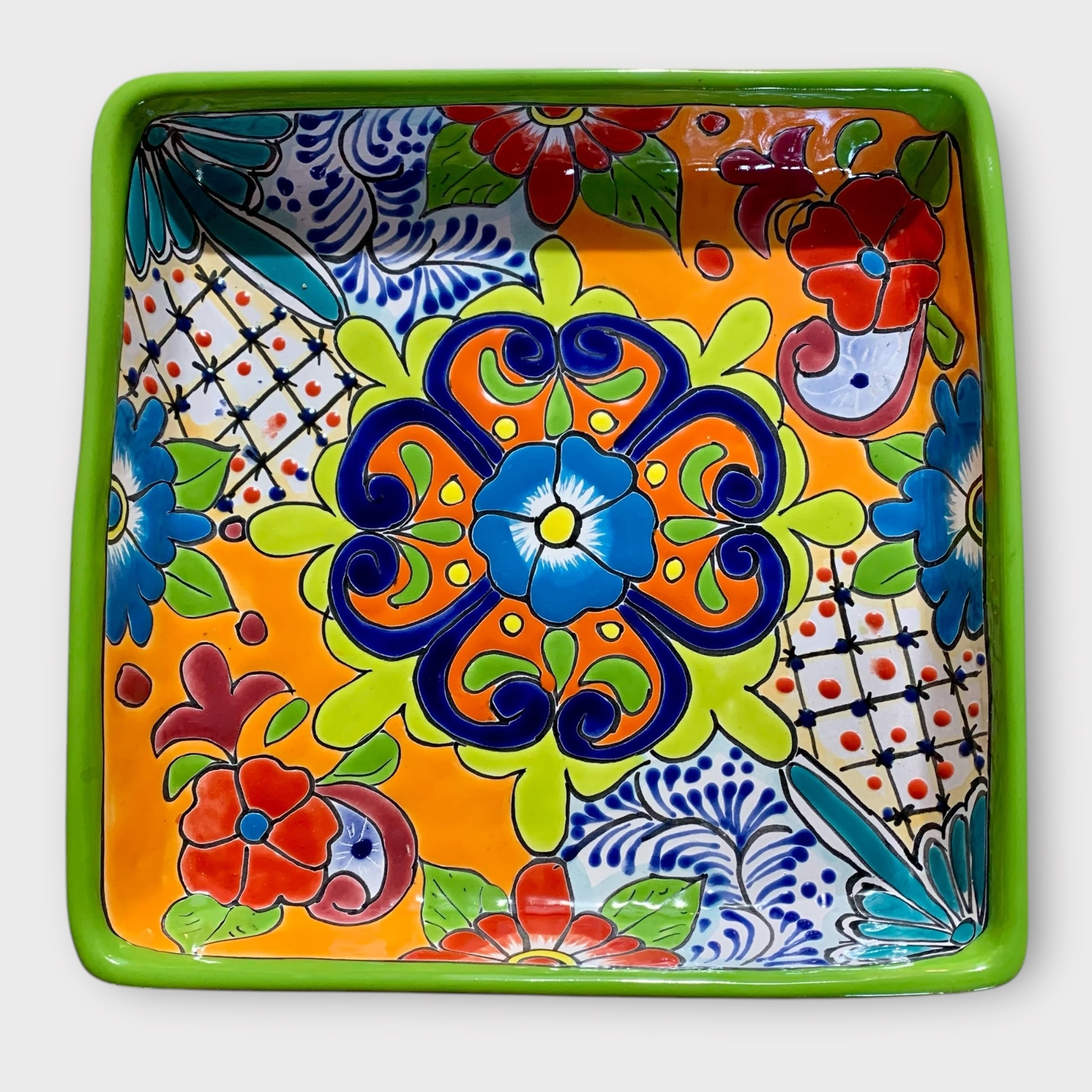 Mexican Talavera sectional square serving dish outer plate