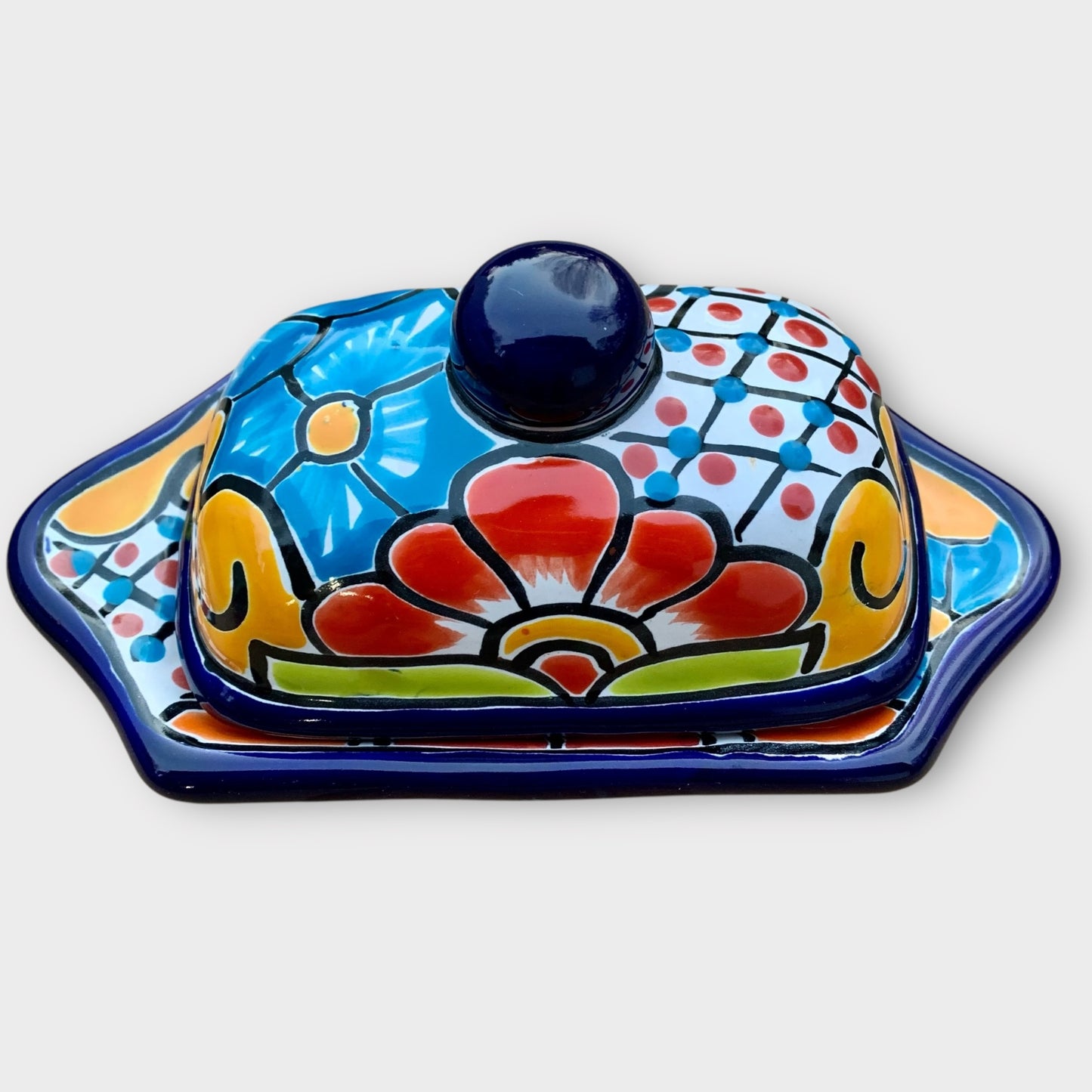 Mexican talavera Butter dish with lid