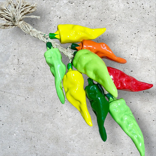 Ceramic multicolor, poblano pepper string