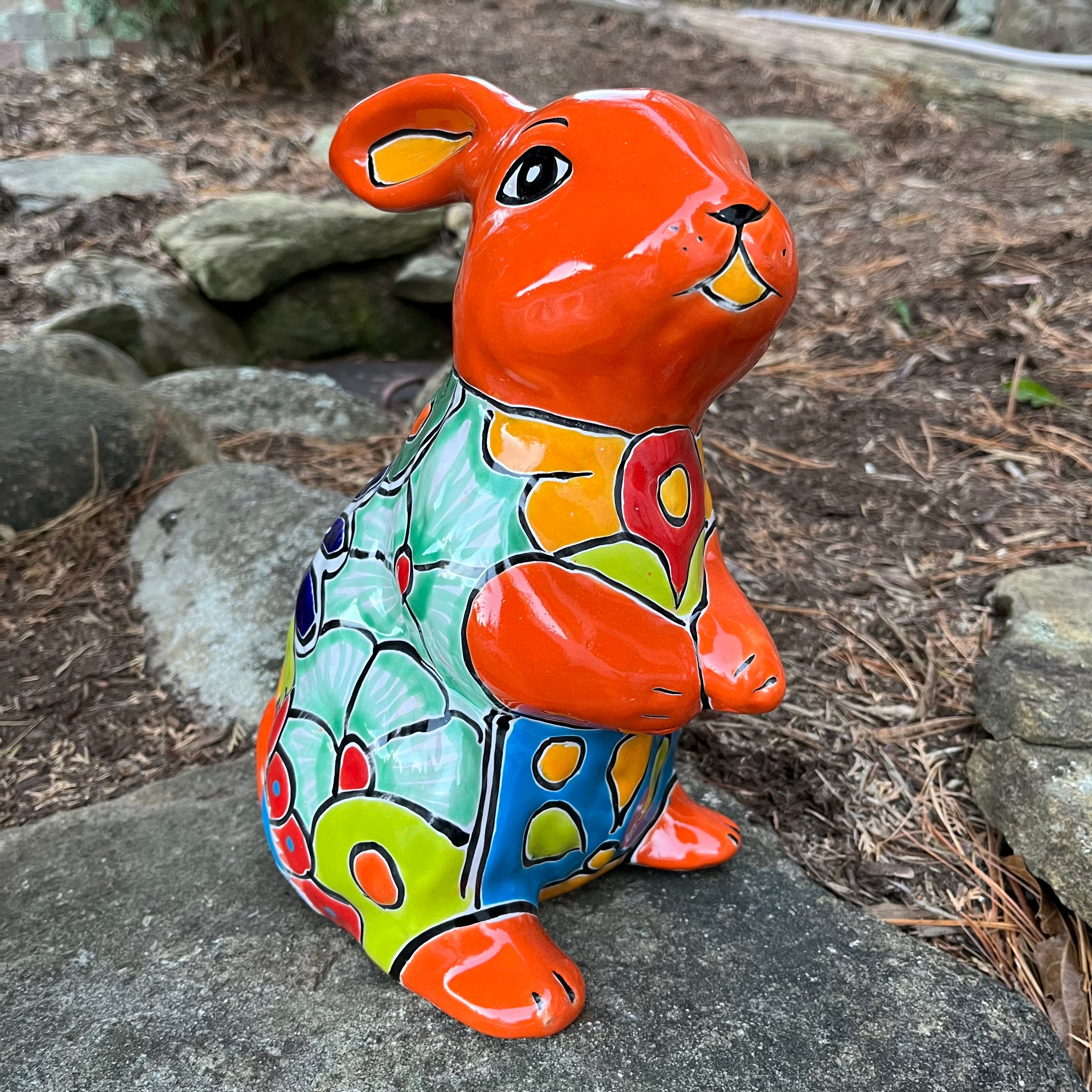 Talavera Rabbit Bunny Figurine - Handpainted Conejo Coneja | MexDecor