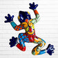 Mexican Talavera wall frog in dark blue with multicolored designs