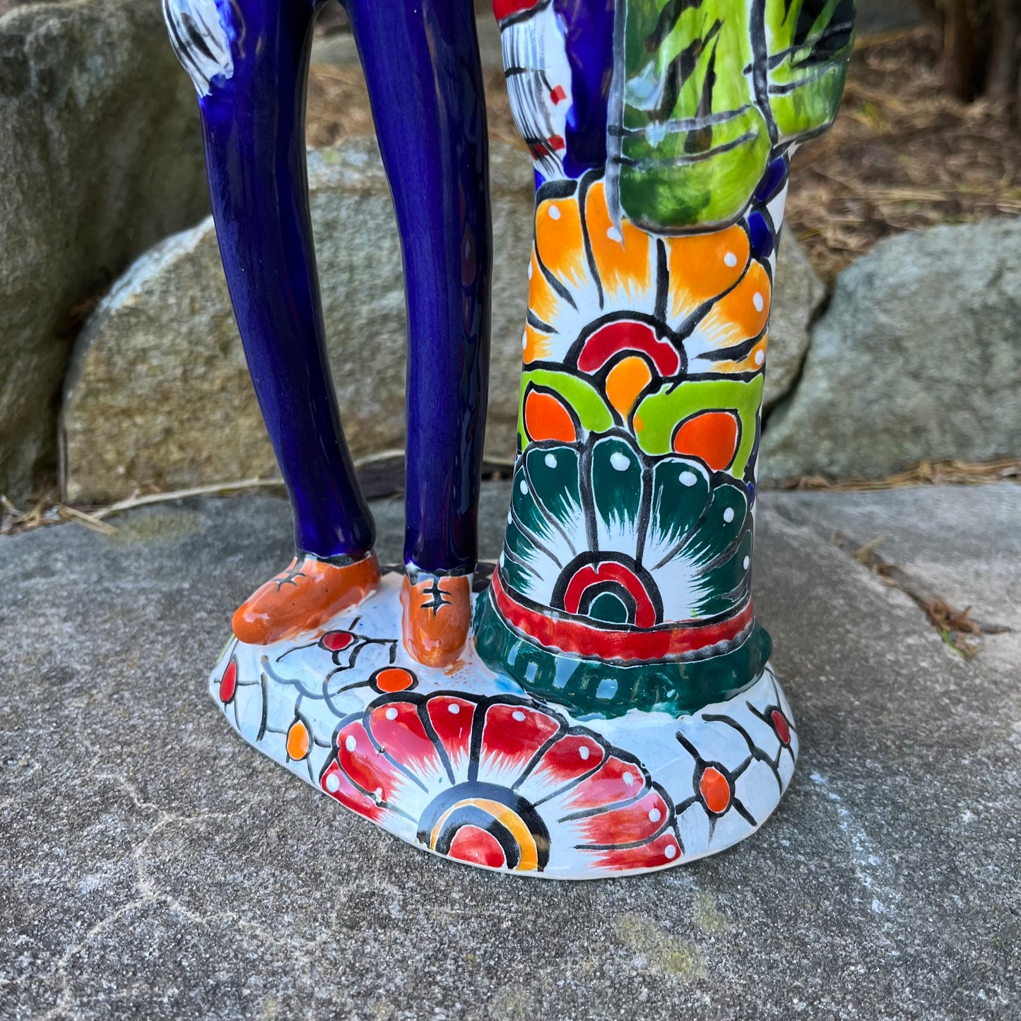 Mexican catrina couple on base feet and bottoms dress