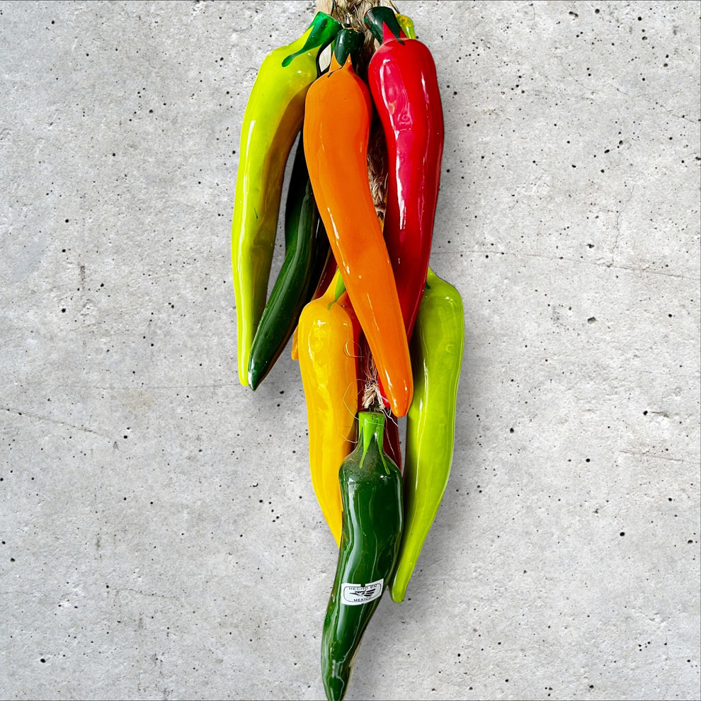 Mexican Multi Color Chili Peppers - Hanging Ceramic Chilis | MexDecor