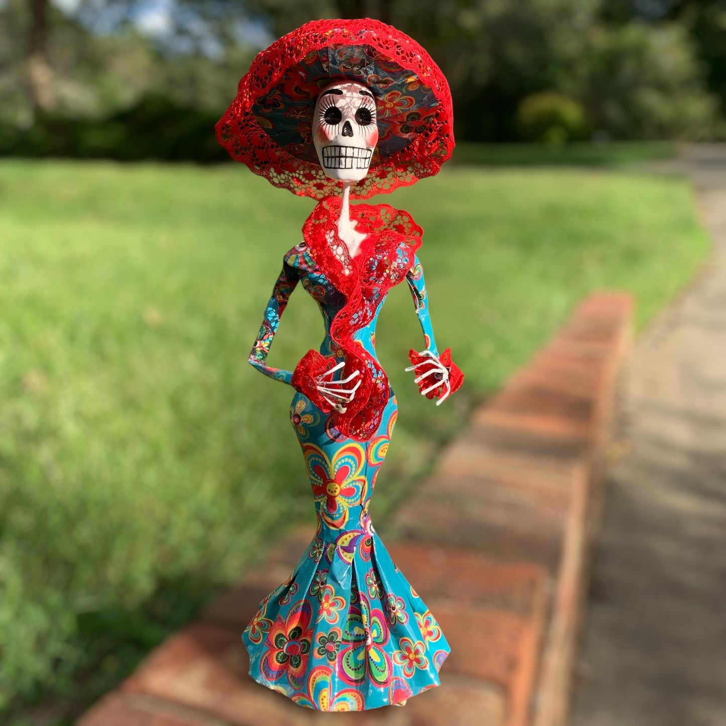 Paper Mache Catrina Skelton Doll H