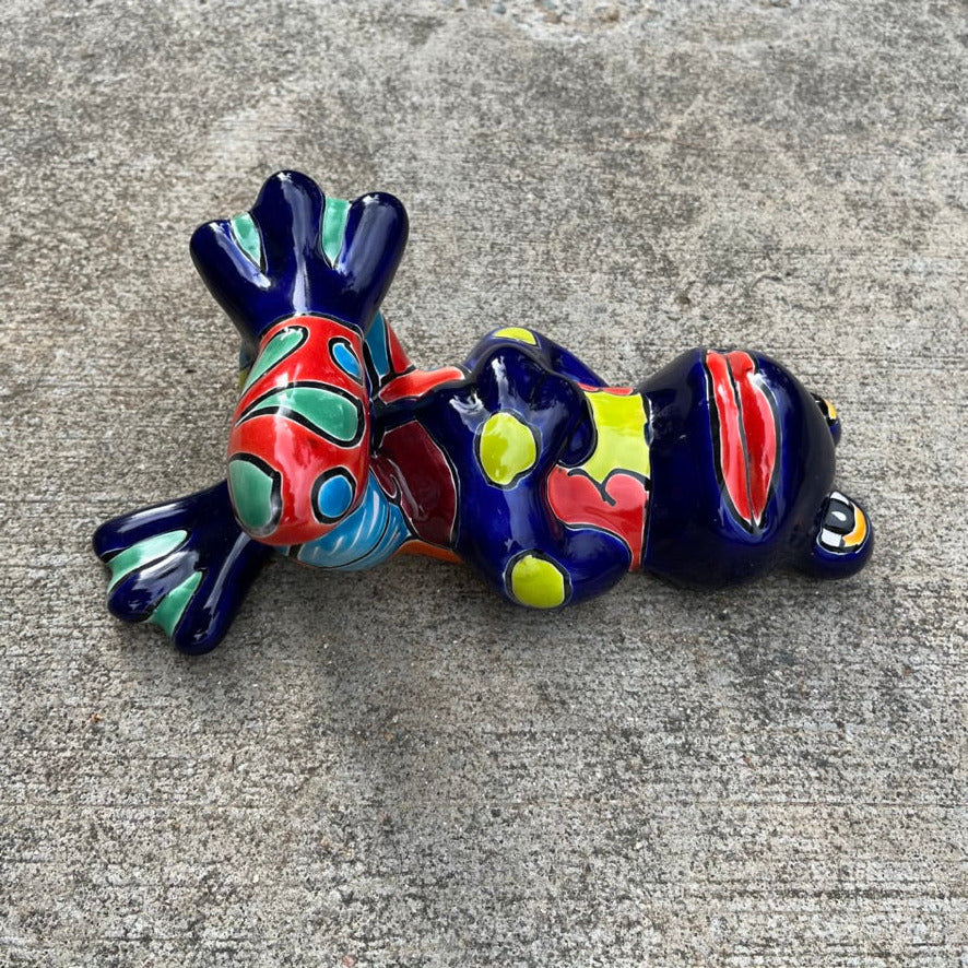 Mexican TAlavera Dancing Silly Frog  other side