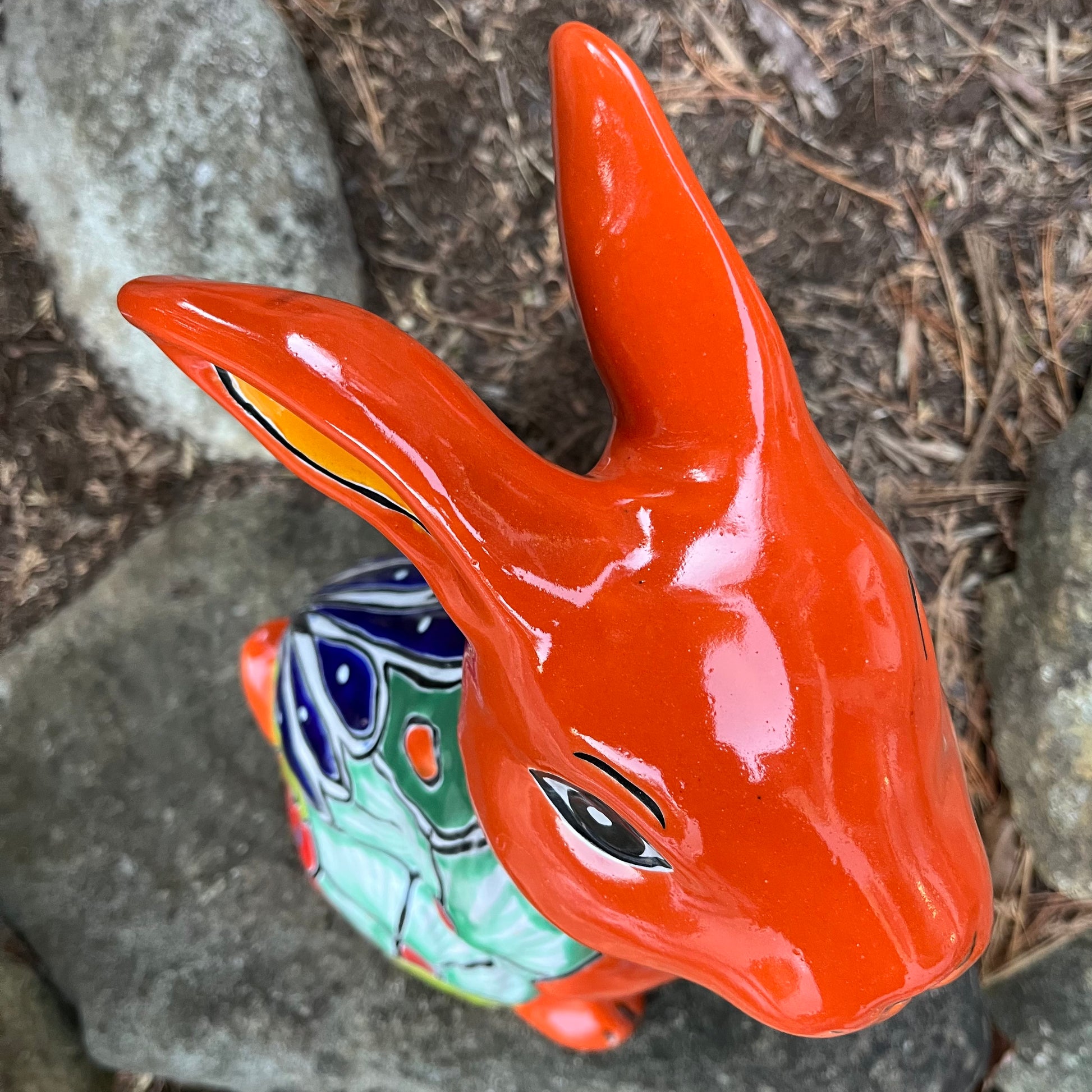 Talavera Rabbit Bunny Figurine - Handpainted Conejo Coneja | MexDecor