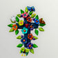 Ortega Pottery Folk art cross with leaves, flowers and butterflies Style Two