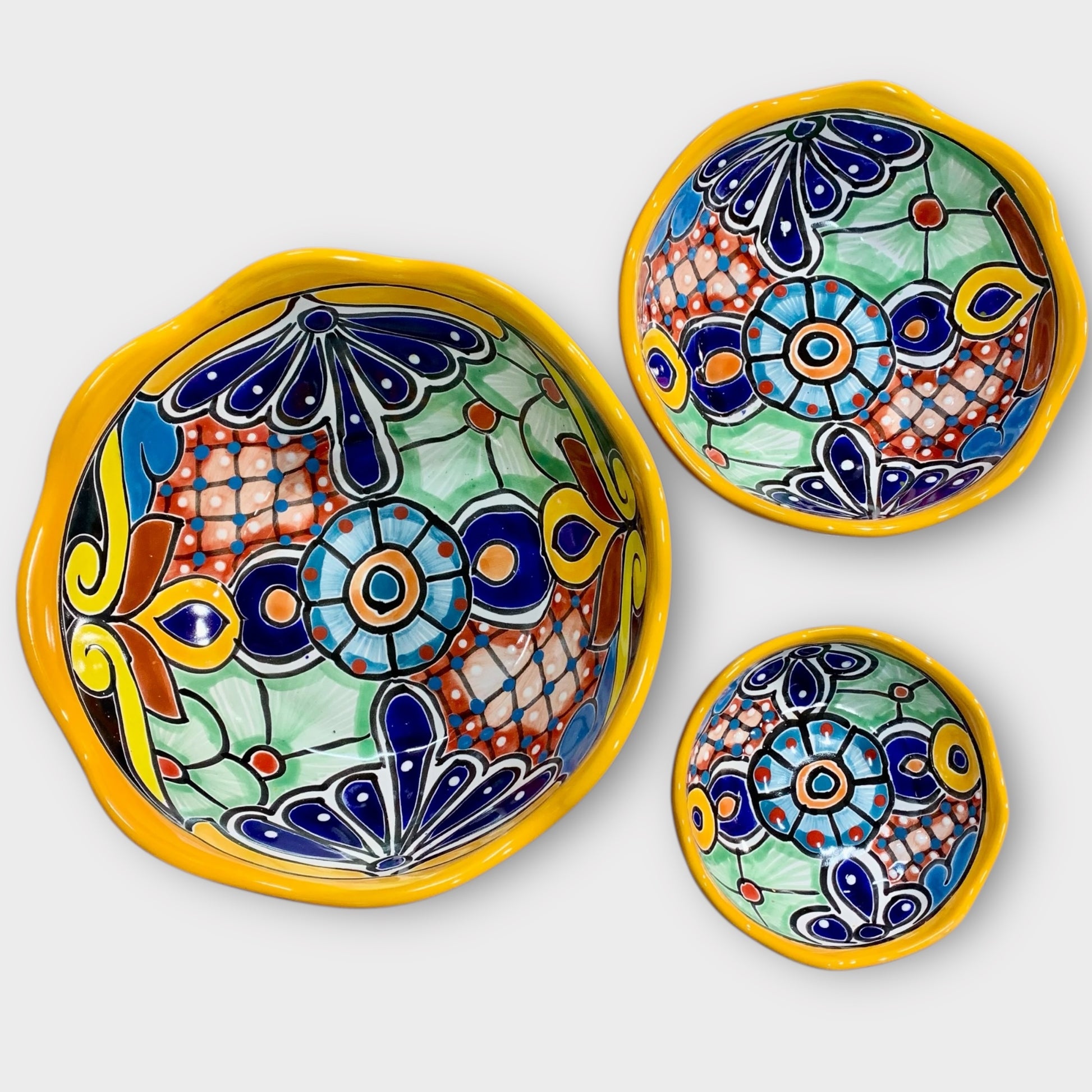 Mexican Talavera Nesting bowl set Amarillo set
