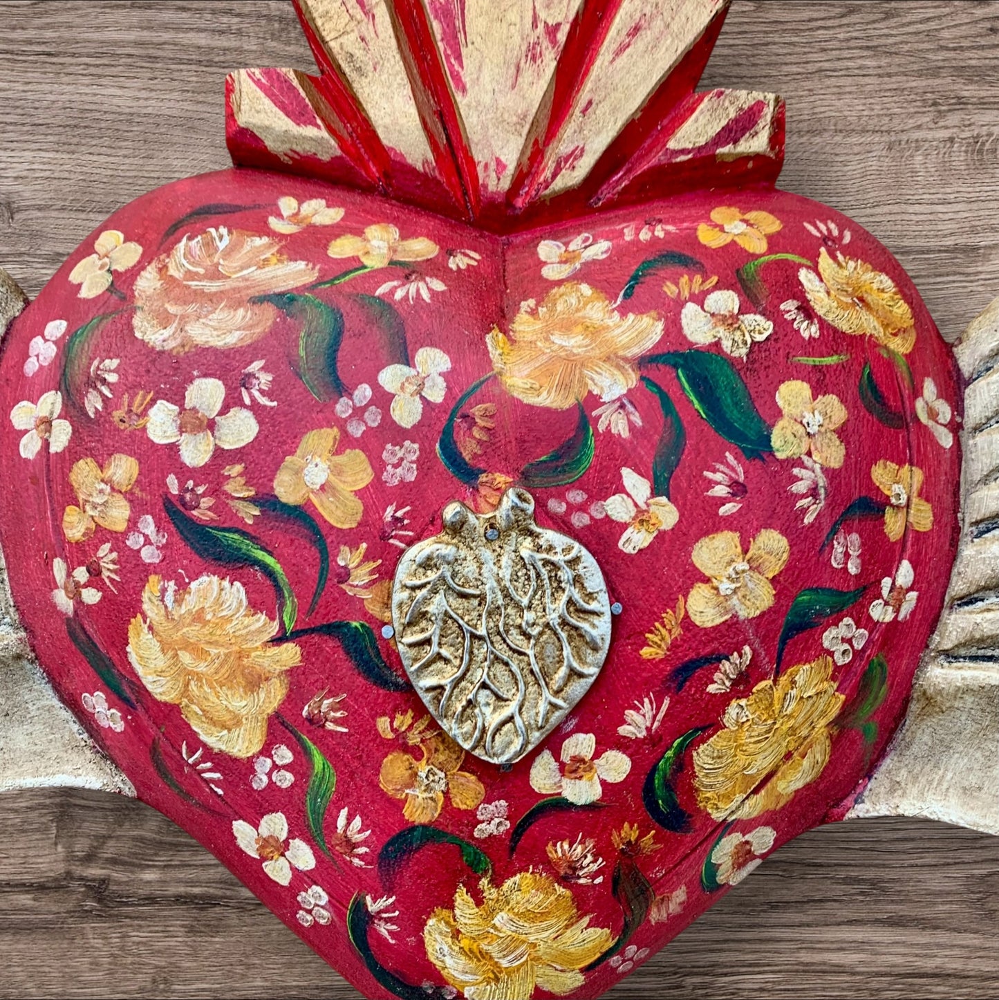 Winged Heart Decorado Oleo Grande Center 