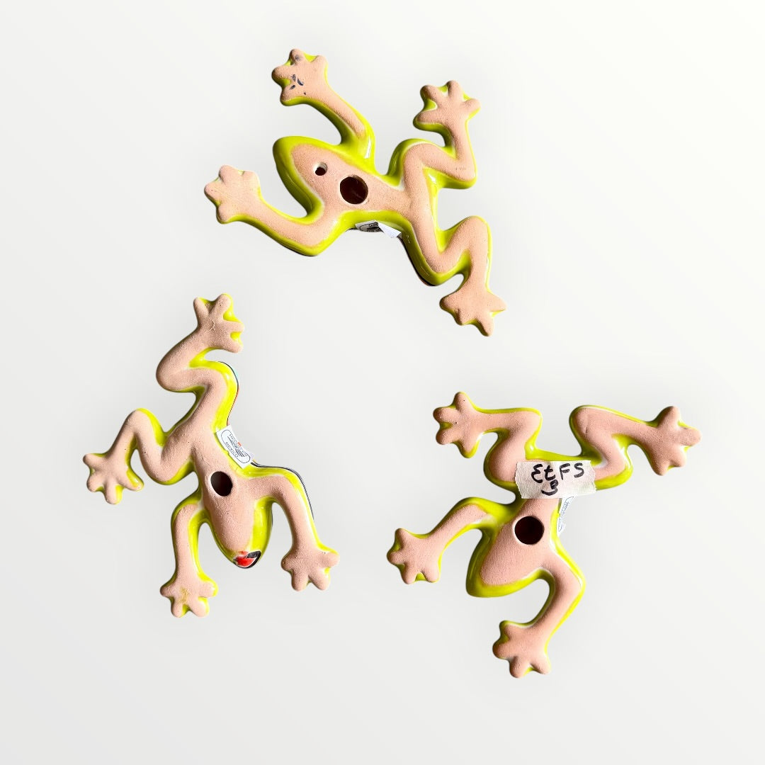 Set of three mini Talavera wall lizards back view
