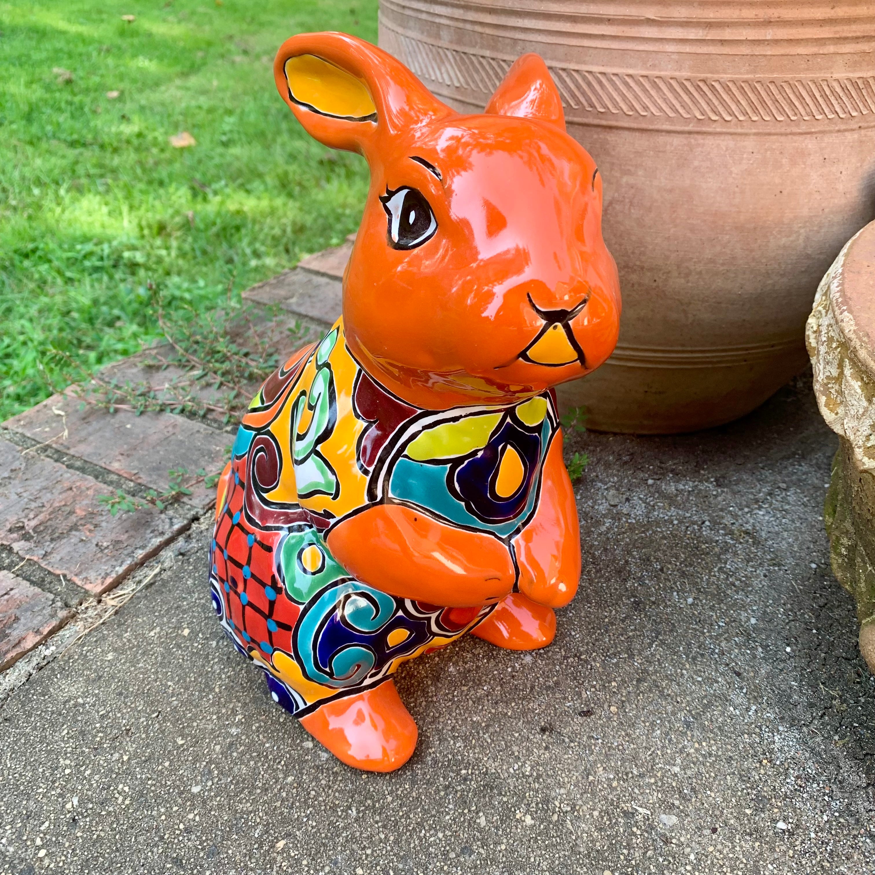 Talavera Rabbit Bunny Figurine - Handpainted Conejo Coneja | MexDecor