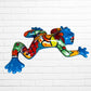 Mexican Talavera wall frog and turquoise left side view