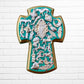 Milagros Wood Cross Chico Aqua color