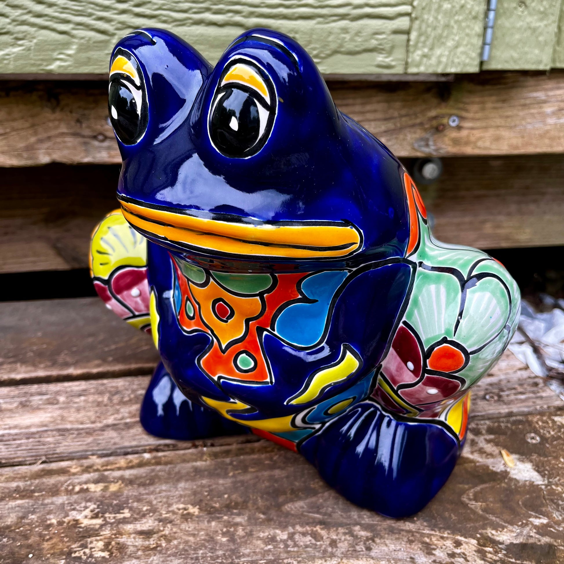 Mexican Talavera frog planting pot 