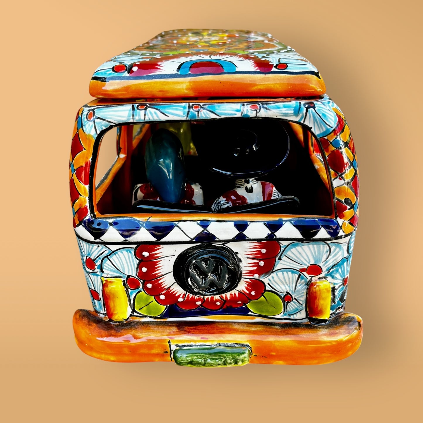 Catrina Skeltons cruising in a Volkswagen bus back