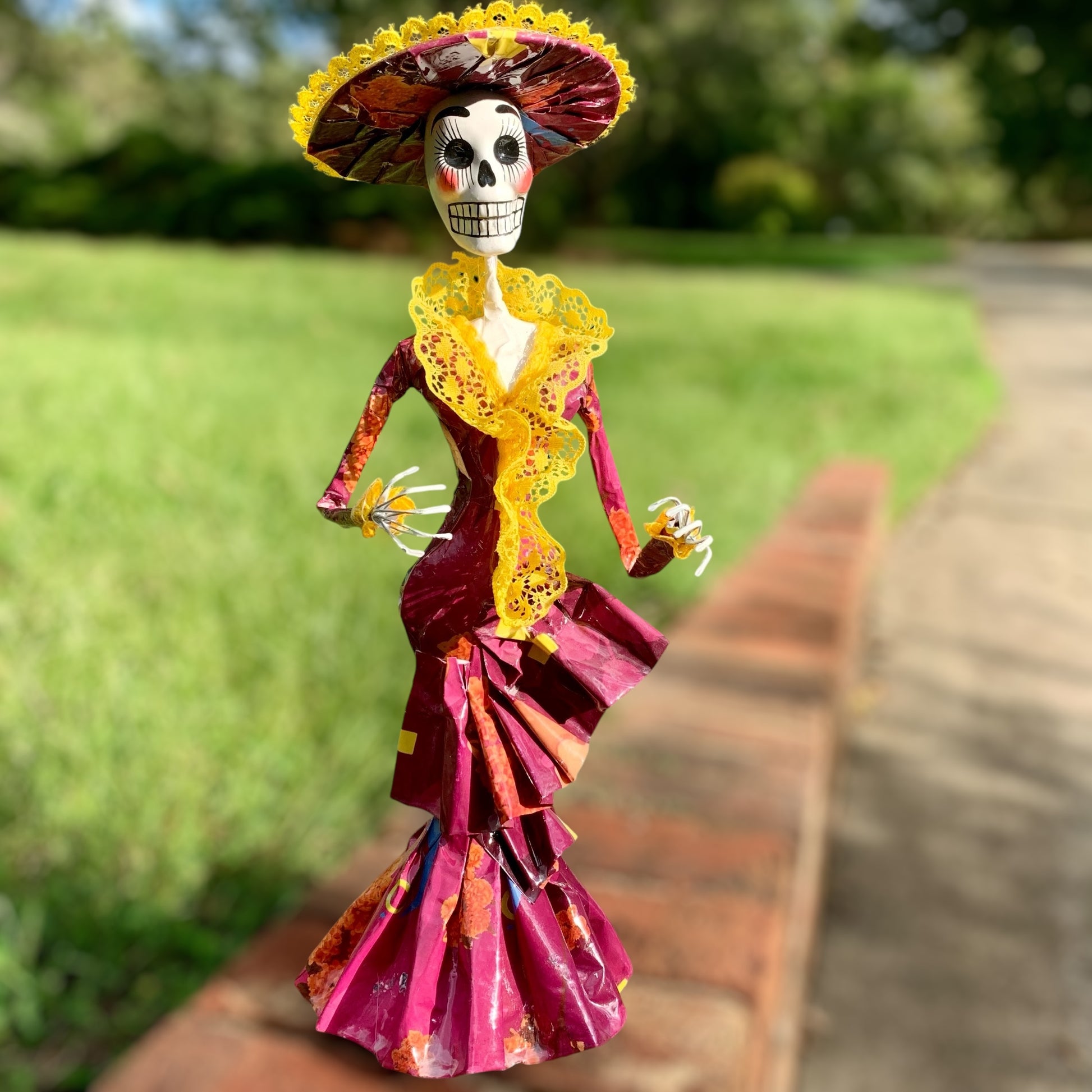 Paper Mache Catrina Skelton Doll C