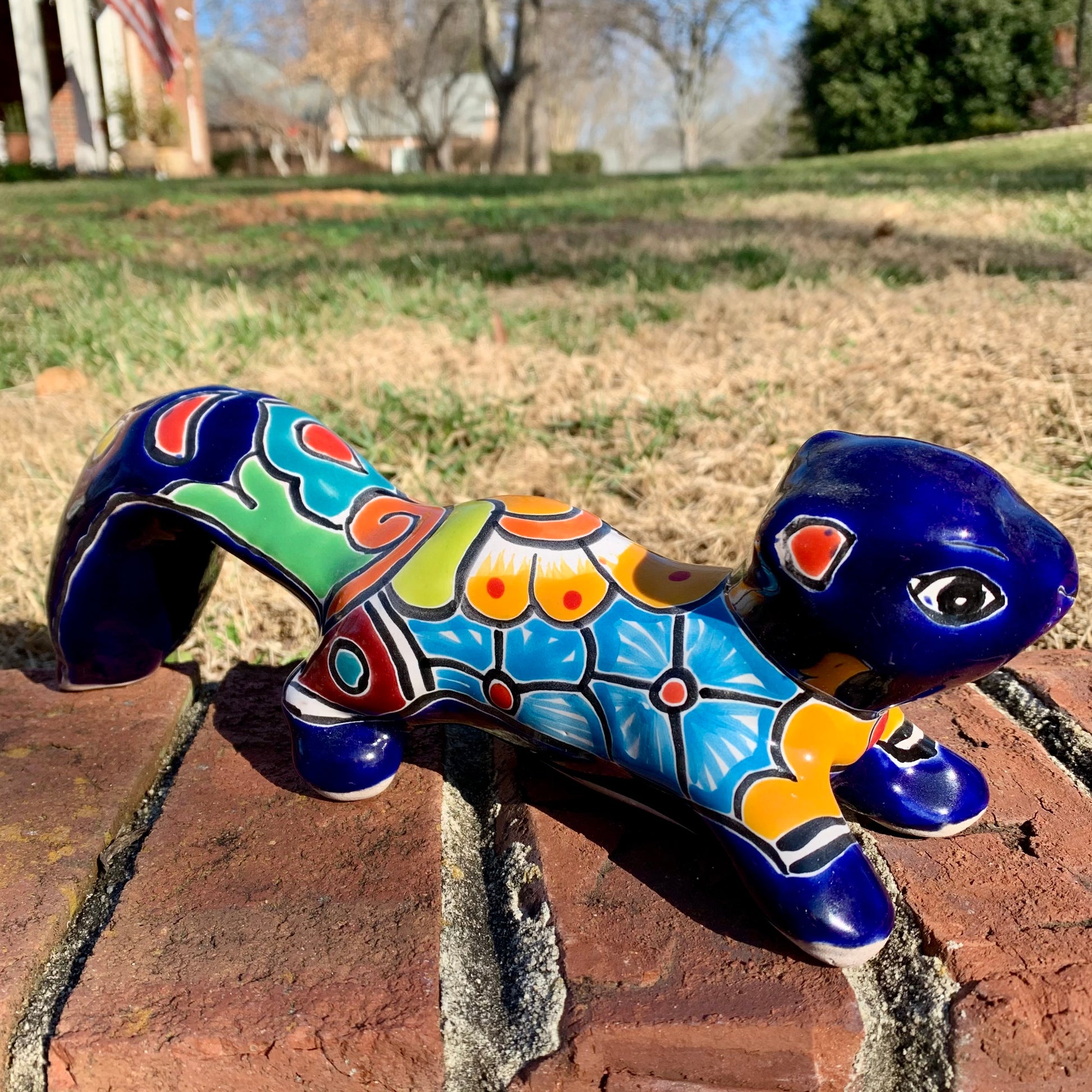 Talavera Pottery Squirrel With long tail and blue