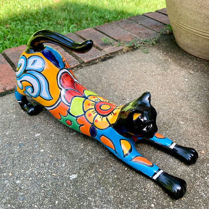 Mexican Talavera Kitty Cat Kitten Figurine black