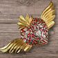 Winged Mexican Milagros Sacred Heart wood wall art