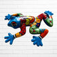 Turquoise Mexican Talavera wall frog right side view