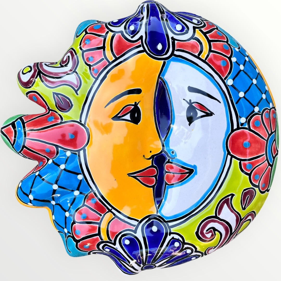 Mexica Talavera Sun and moon profile wall art Front #5