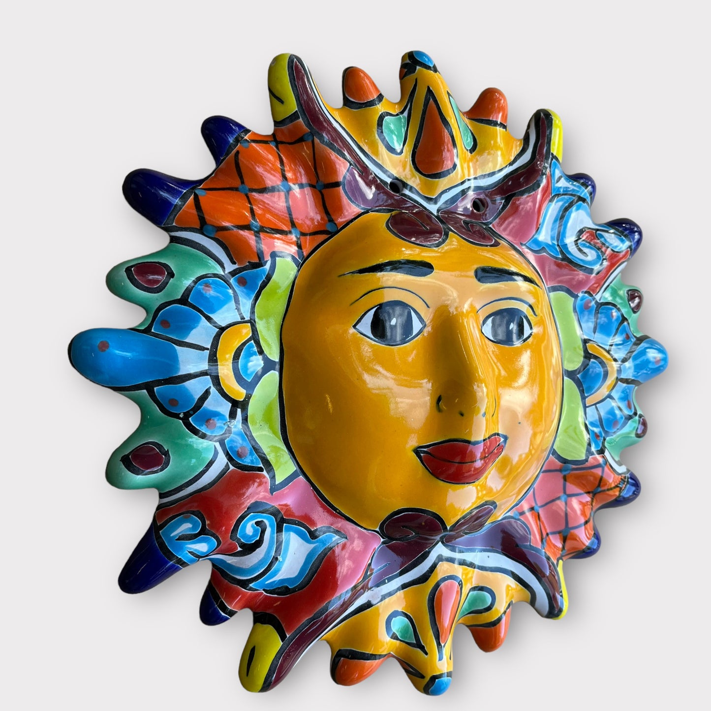 Mexican Talavera Sunface Wall Pottery side