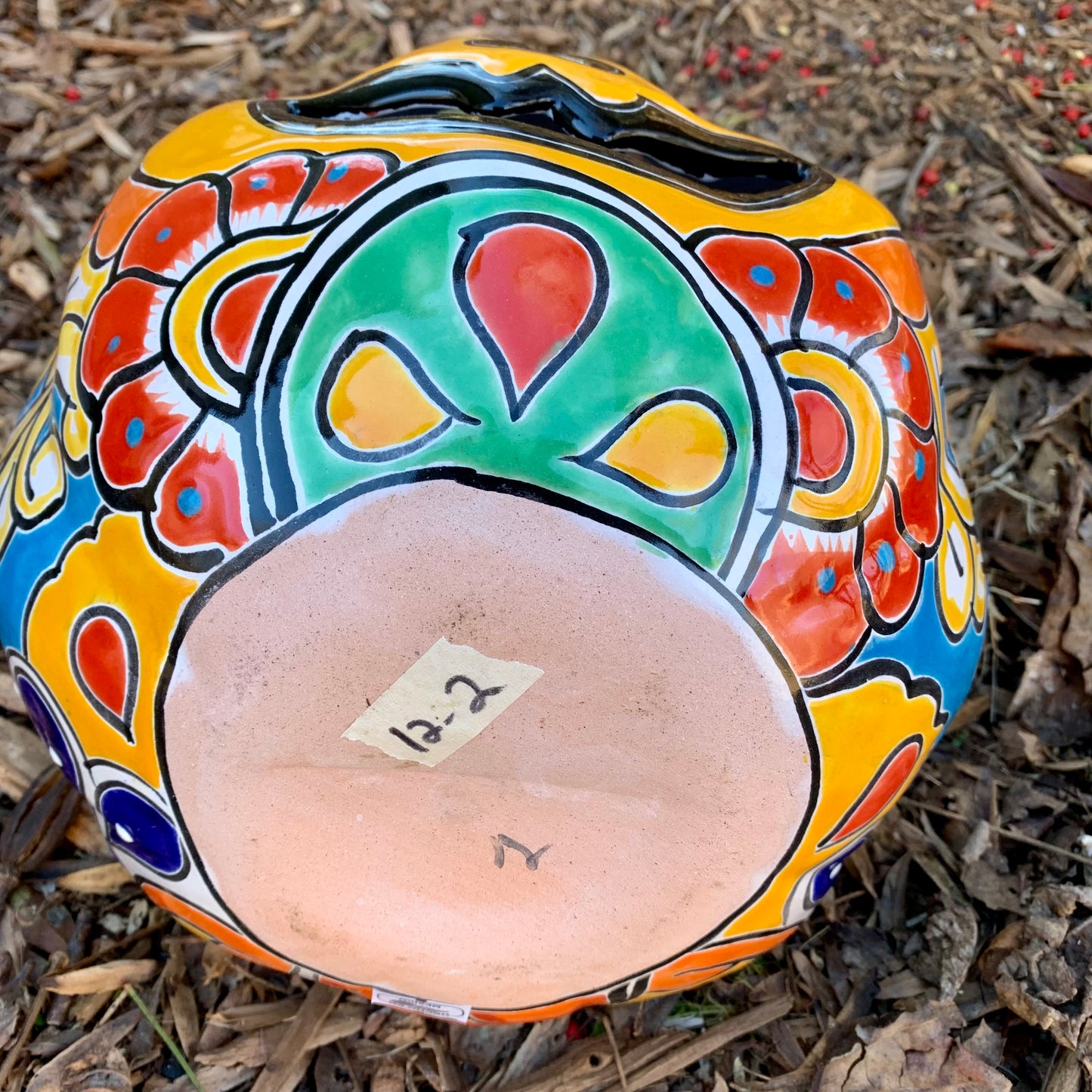 Mexican Talavera pottery pumpkin bottom