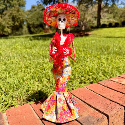 Floral Catrina Skeleton Doll 10.5”