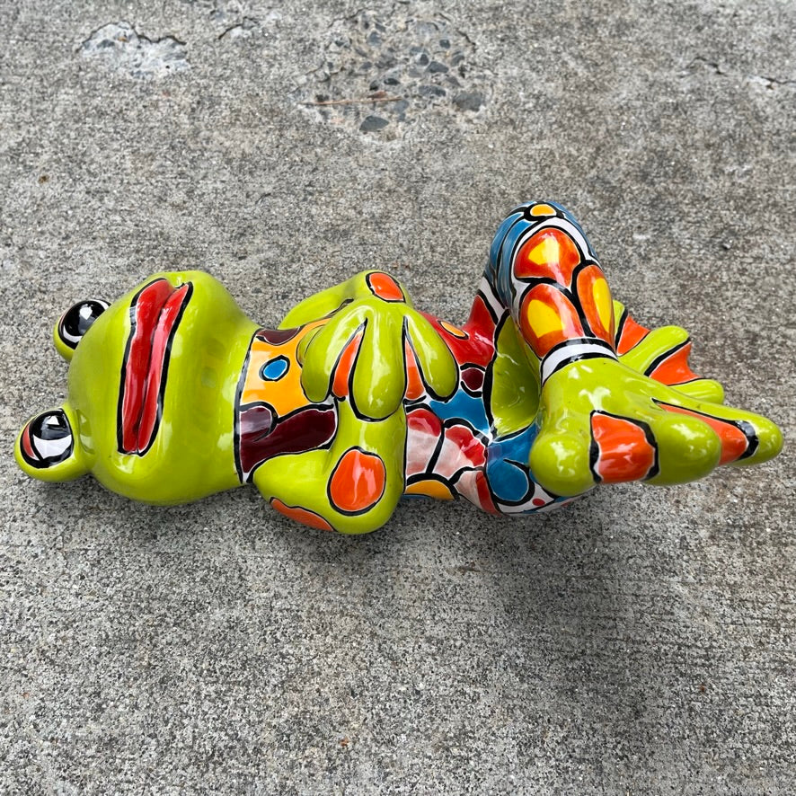 Mexican TAlavera Dancing Silly Frog Side