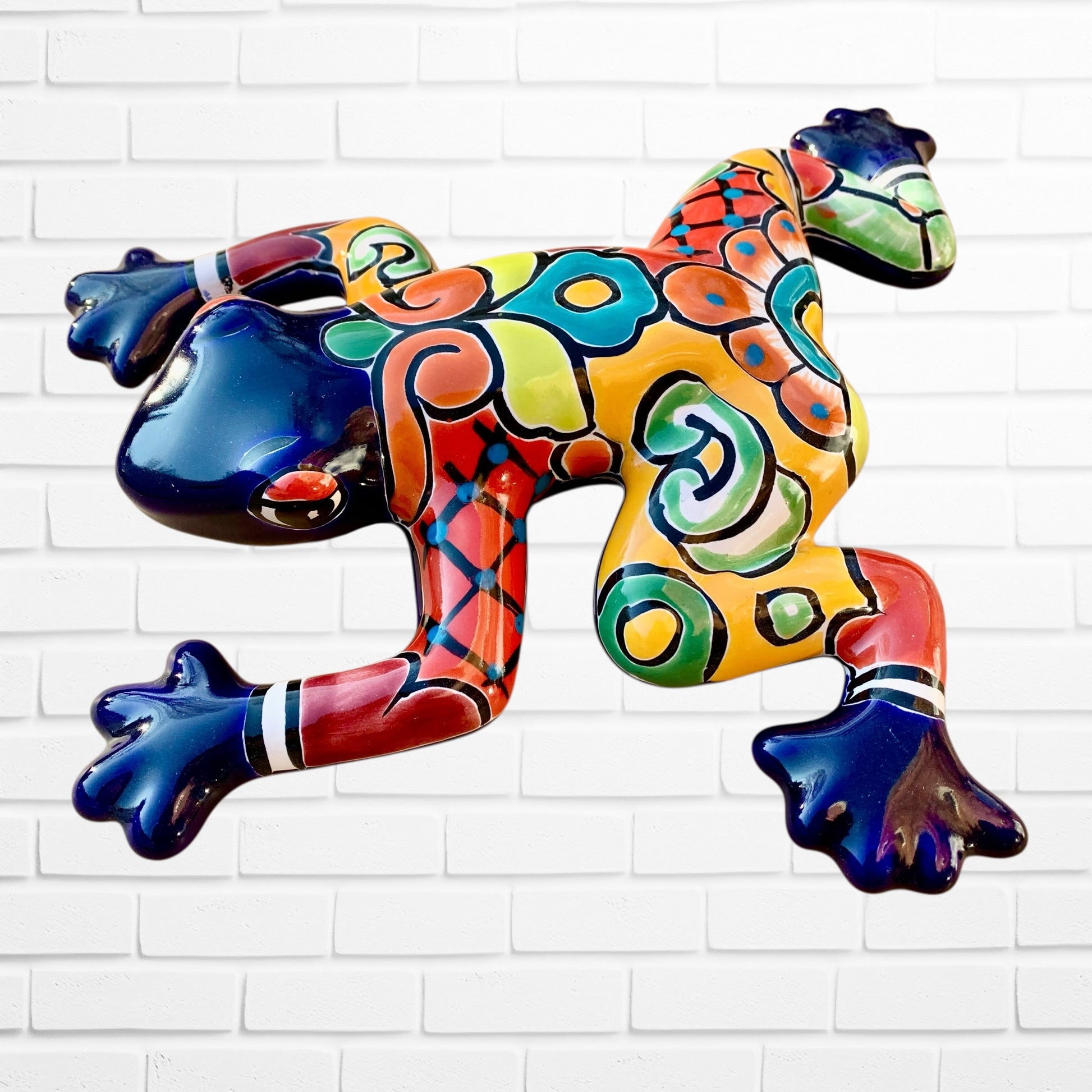 Talavera Gordo wall frog Azul rigt side