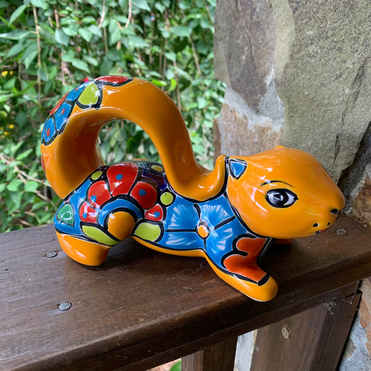 mexican talavera squirrel figurine