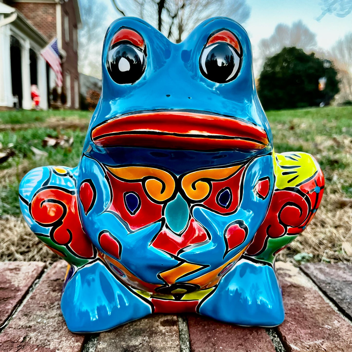 Talavera frog planter pot