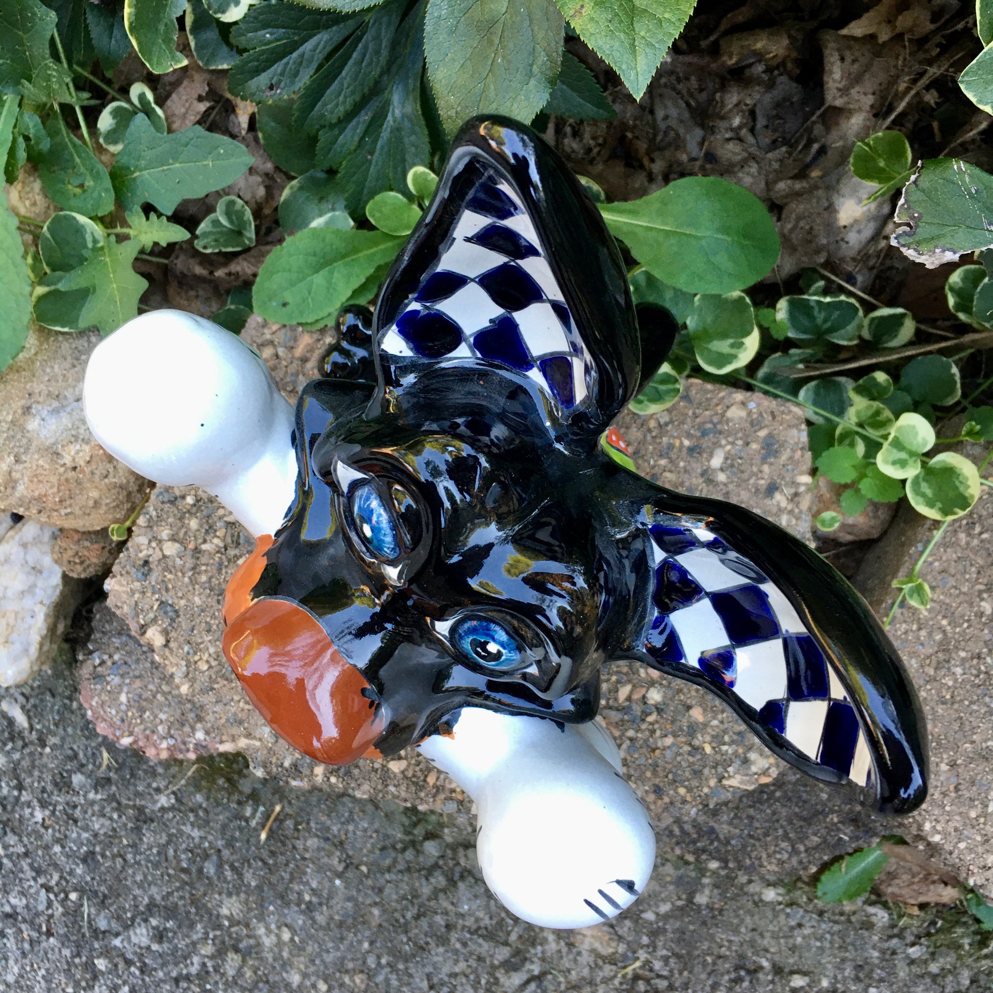 Talavera dog Roy with big bone top