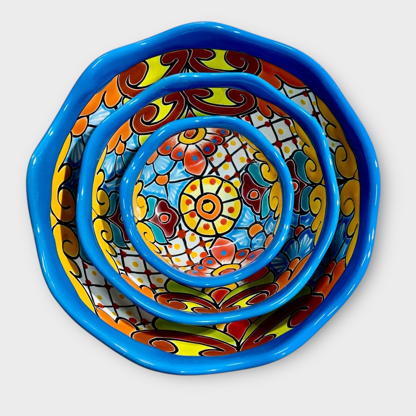 Mexican Talavera Nesting bowl set Turquoise