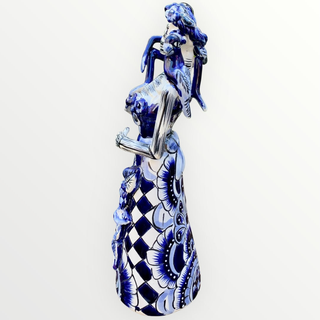 Frida and friends Catrina doll in blue and white Talavera Right side 