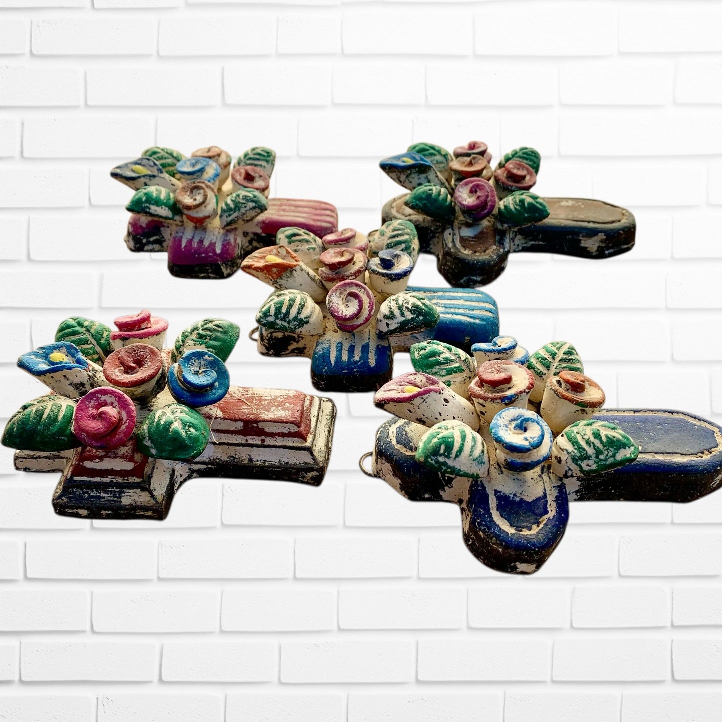 Clay Floral Mini Cross