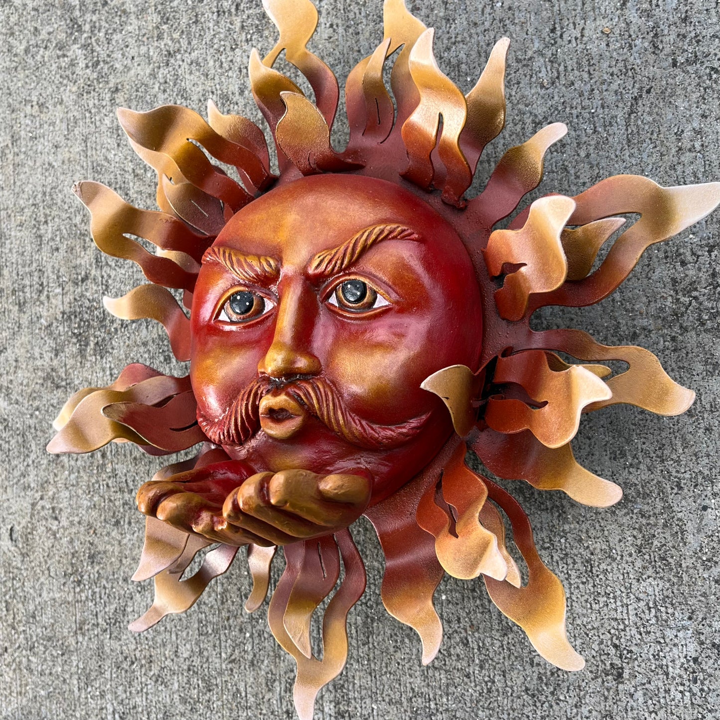 Mexican Metal Art Sunface with Hands right side