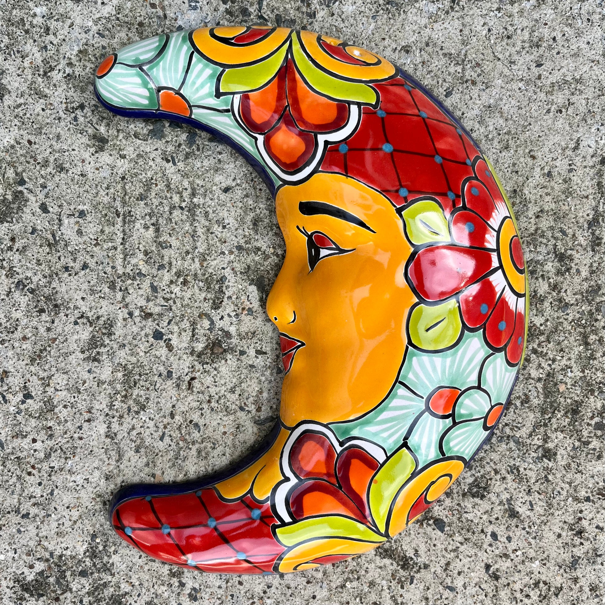 mexican talavera moon wall sculpture