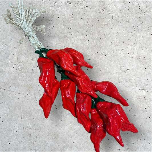 Ceramic red poblano chili peppers