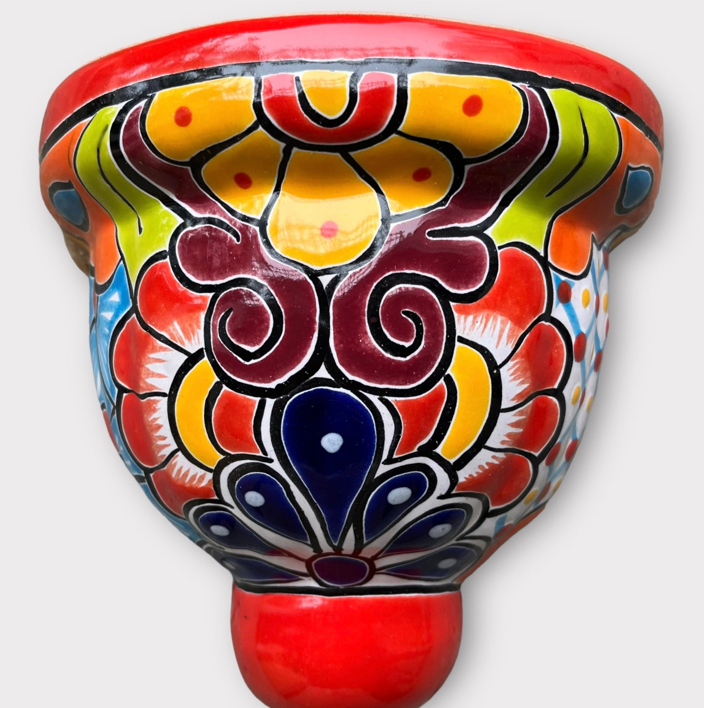 Mexican Talavera Wall Jardiniere Planter Red Two