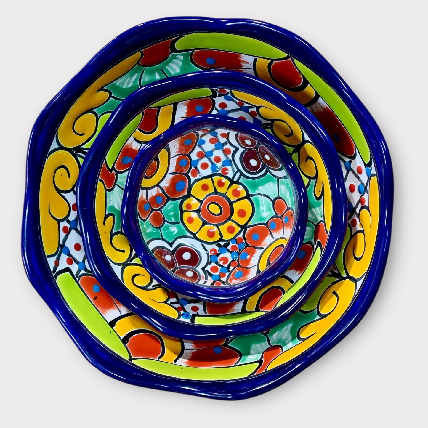 Mexican Talavera Nesting bowl set cobalt