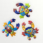 Mexican Talavera, colorful Crab wall set of three.