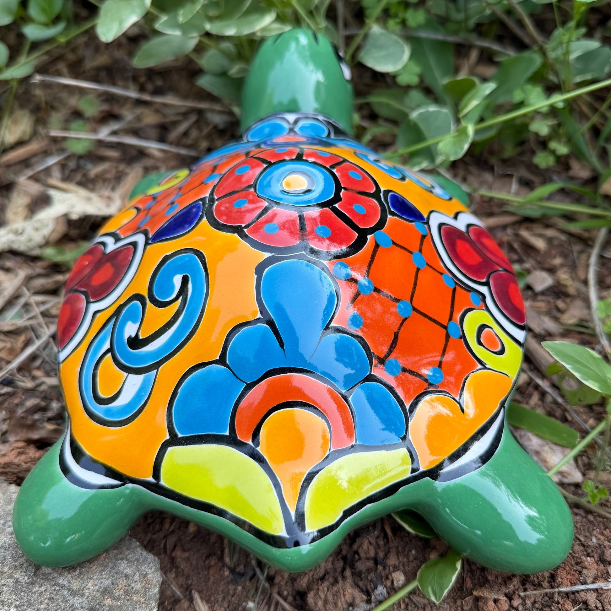 Mexican talavera turtle back view